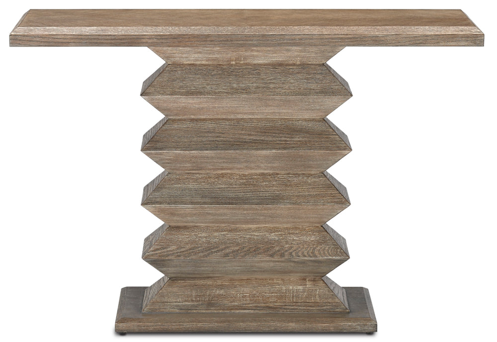 Sayan Pepper Console Table - Light Oak Design with Wire-Brushed Finish for Modern Interiors, Safe & Stylish