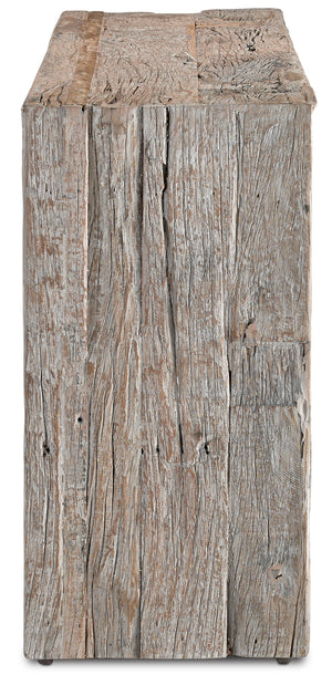 Kanor Console Table - Sustainable Reclaimed Wood with Whitewash Finish, Adjustable Glides & Character