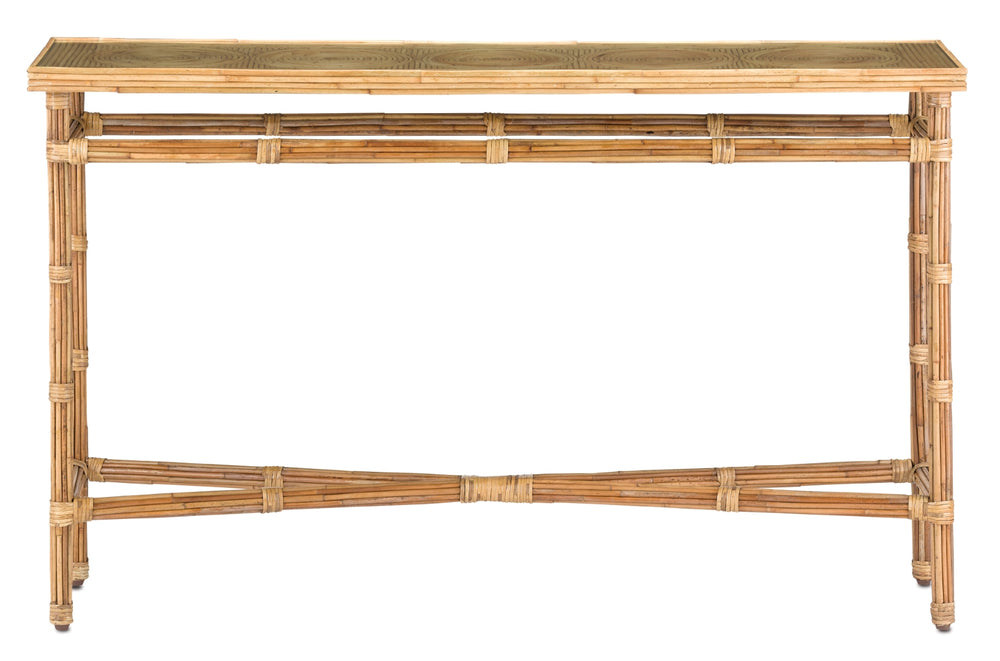 Silang Console Table - Handmade Rattan Beauty with Geometric Design and Glass Top for Stylish Spaces