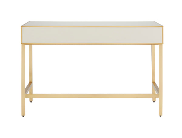 Arden Ivory Vanity with Antique Inspired Design, Brass Trim, Soft-Close Drawers & Elegant Finish