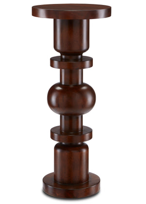 Sasha Walnut Drinks Table - Elegant Mahogany Accent with Unique Geometric Design and Felt Bottom