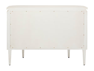 Briallen White Demi-Lune Cabinet - Elegant Cerused Oak with Brass Floral Pull, Soft Close Doors & Safety Features