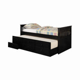 Casual Captain's Daybed with Storage Trundle Black