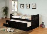 Casual Captain's Daybed with Storage Trundle Black