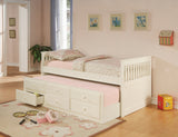 Casual Captain's Bed with Storage Trundle White