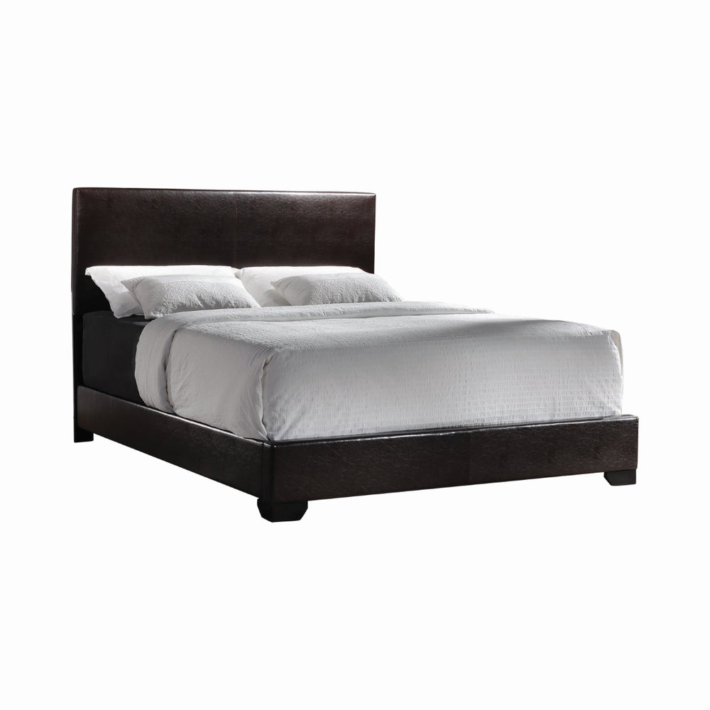 Conner Contemporary Upholstered Bed: Elegant Leatherette Design with Solid Wood Legs for Durability