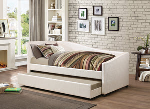 Contemporary Upholstered Daybed with Trundle Ivory