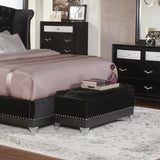 Barzini Luxurious Tufted Storage Trunk with Nailhead Trim, Chic Black Upholstery & Metallic Legs