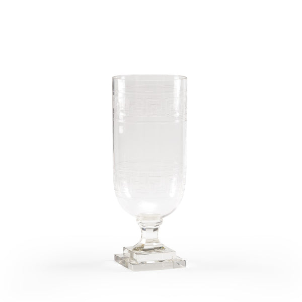 Athena Crystal Hurricane Candle Holder - Elegant Greek Key Design for Ambient Home Lighting