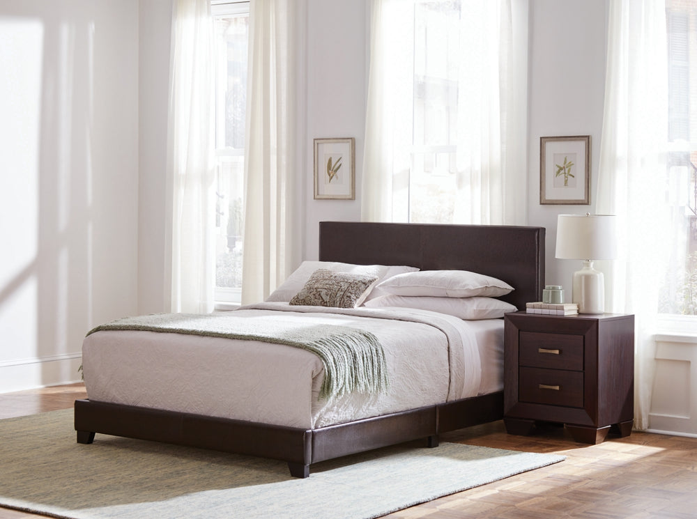 Dorian Contemporary Upholstered Bed Frame - Sleek Leatherette Design with Tapered Legs for Luxury