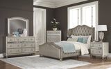 Belmont Traditional Tufted Upholstered Bed Metallic