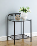 Livingston Contemporary 1-shelf Nightstand with Glass Top Dark Bronze