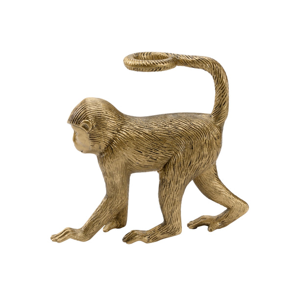 Monkey Business Statue - Charming Antique Brass Walking Monkey Home Decor for Animal Lovers
