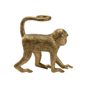 Monkey Business Statue - Charming Antique Brass Walking Monkey Home Decor for Animal Lovers