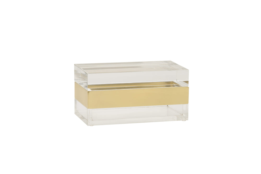 Acrylic Decorative Storage Box with Brass Accents – Stylish Organizer for Jewelry & More