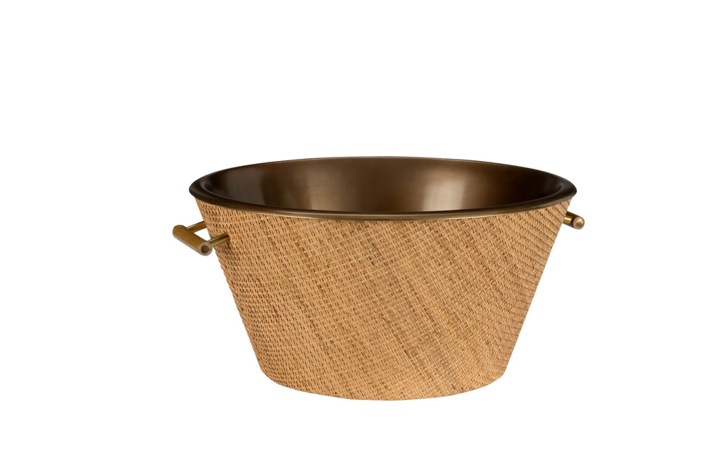 Brunching Beverage Chiller - Stylish Coastal Steel Cooler with Antique Brass Finish for Parties