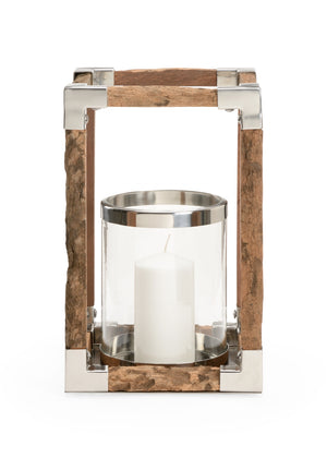 Modern Rustic Hurricane Candle Holder - Transform Your Space with Wood, Metal, and Glass Elegance