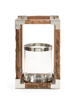 Modern Rustic Hurricane Candle Holder - Transform Your Space with Wood, Metal, and Glass Elegance
