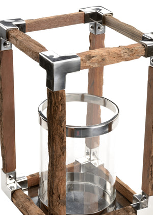 Modern Rustic Hurricane Candle Holder - Transform Your Space with Wood, Metal, and Glass Elegance