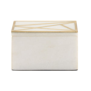 Genesis Alabaster Box - Small Decorative Storage with Elegant Brass Geometric Design for Home Decor