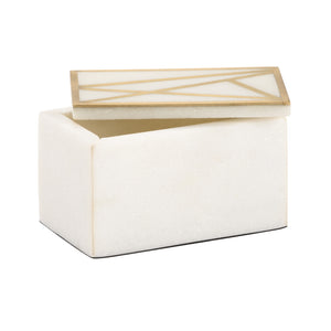 Genesis Alabaster Box - Small Decorative Storage with Elegant Brass Geometric Design for Home Decor
