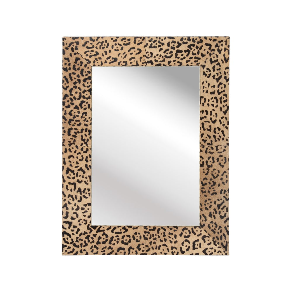 Sabor Mirror – Exotic Leopard Print Hair On Hide Frame Wall Decor for Eclectic Home Style