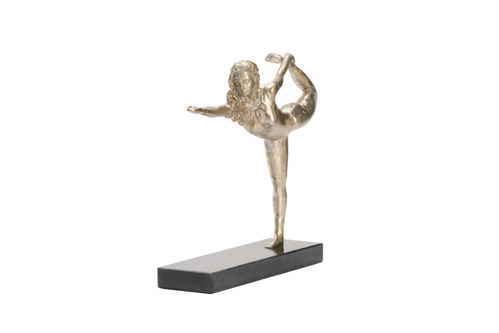 Lord Of The Dance Pose Statue – Transformative Cast Iron Decor in Metallic Silver for Yoga Lovers