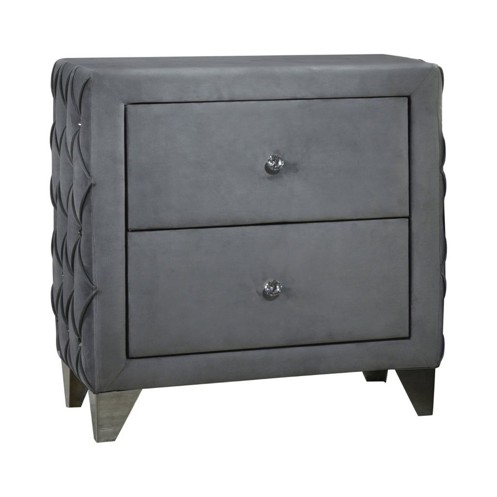 Sandboard Contemporary 2-drawer Button Tufted Nightstand Grey