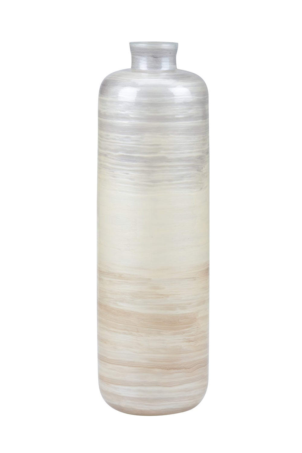 Chaya Vase - Elegant Glass Decor with Striped Ombre in Taupe & Gray, Perfect for Any Home Style