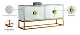 Marbella Glass / Engineered Wood / Stainless Steel Contemporary  Sideboard/Buffet - 64" W x 16" D x 31" H