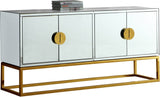 Marbella Glass / Engineered Wood / Stainless Steel Contemporary  Sideboard/Buffet - 64" W x 16" D x 31" H
