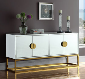 Marbella Glass / Engineered Wood / Stainless Steel Contemporary  Sideboard/Buffet - 64" W x 16" D x 31" H