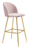English Elm EE2697 100% Polyester, Plywood, Steel Modern Commercial Grade Bar Chair Pink, Gold 100% Polyester, Plywood, Steel