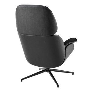 EuroStyle Lennart Lounge Chair Seat in Black Leatherette Outside and Black Velvet Inside with Black Base 30345BLK-KIT