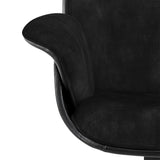 EuroStyle Lennart Lounge Chair Seat in Black Leatherette Outside and Black Velvet Inside with Black Base 30345BLK-KIT