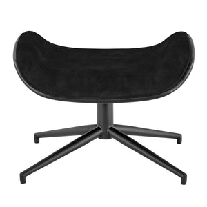 EuroStyle Lennart Ottoman in Black Leatherette Outside and Black Velvet Inside with Matte Black Base - Set of 1 30348-BLK