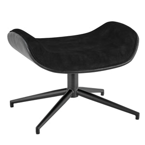 EuroStyle Lennart Ottoman in Black Leatherette Outside and Black Velvet Inside with Matte Black Base - Set of 1 30348-BLK