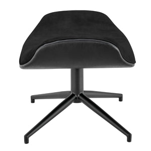EuroStyle Lennart Ottoman in Black Leatherette Outside and Black Velvet Inside with Matte Black Base - Set of 1 30348-BLK