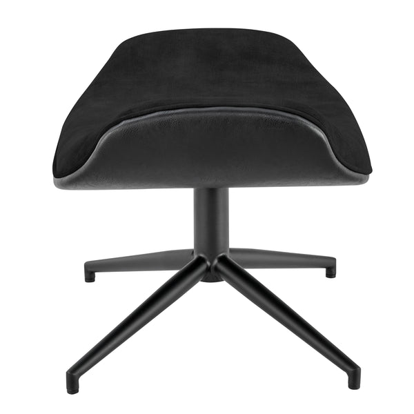 EuroStyle Lennart Ottoman in Black Leatherette Outside and Black Velvet Inside with Matte Black Base - Set of 1 30348-BLK