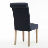 Roll Top Tufted Linen Fabric Modern Dining Chair in a Set of 2