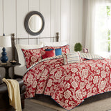 Lucy Cottage/Country 6 Piece Cotton Twill Reversible Coverlet Set