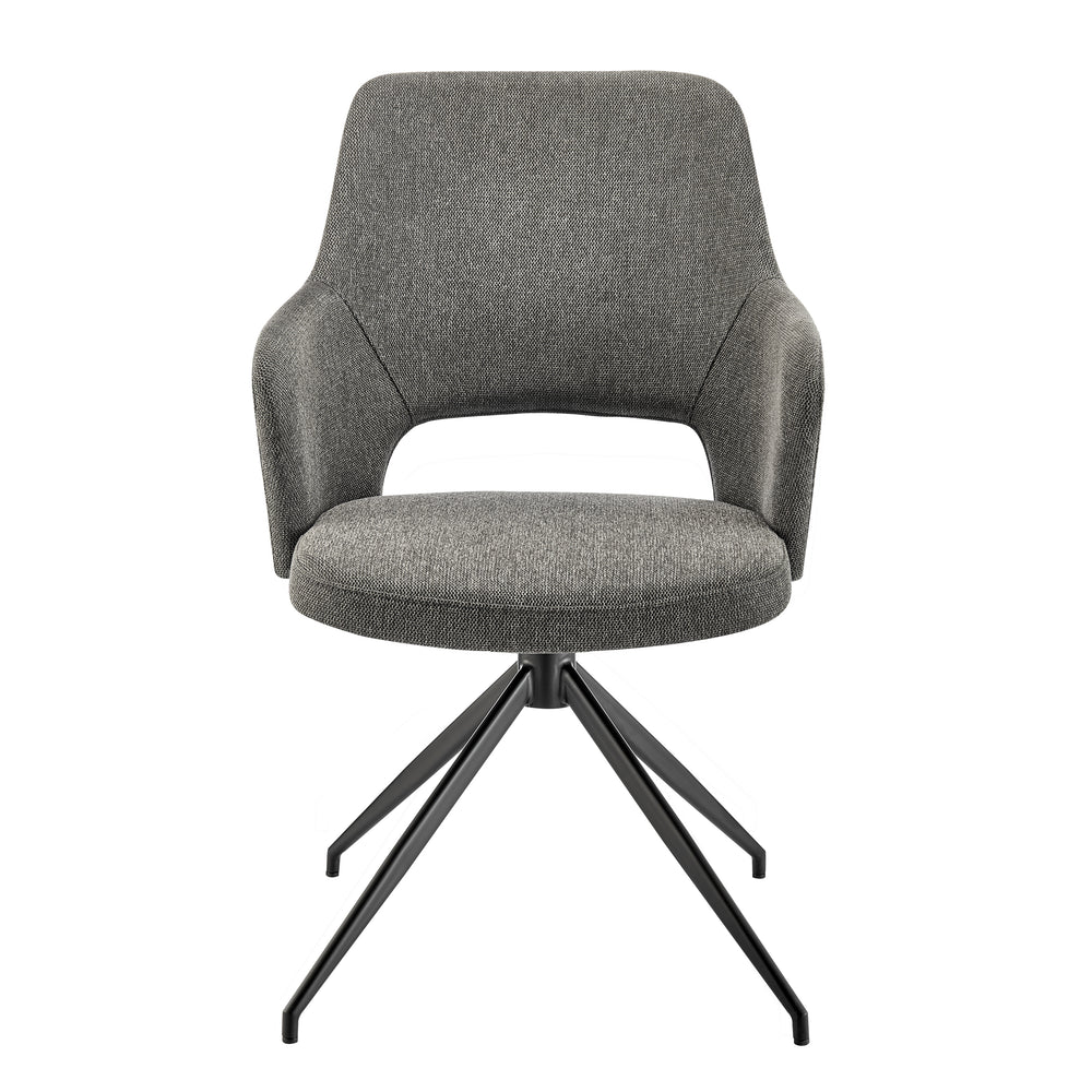 Darcie Armchair In Charcoal Fabric and Black Base - Set of 1