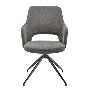 Darcie Armchair In Charcoal Fabric and Black Base - Set of 1