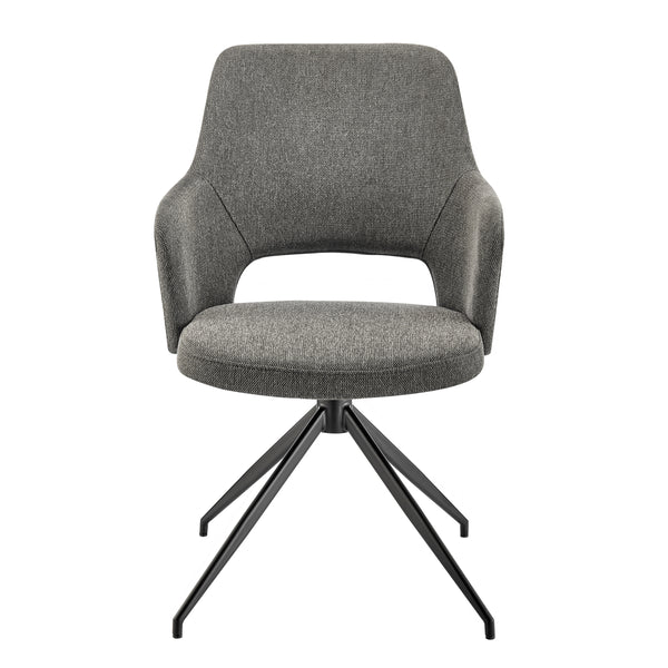 Darcie Armchair In Charcoal Fabric and Black Base - Set of 1