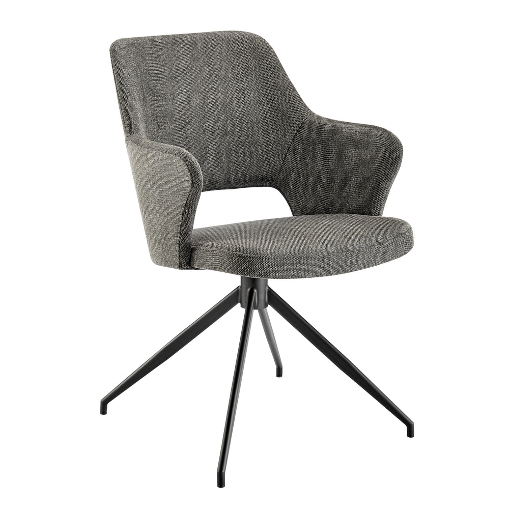 Darcie Armchair In Charcoal Fabric and Black Base - Set of 1