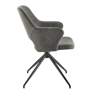 Darcie Armchair In Charcoal Fabric and Black Base - Set of 1