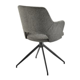 Darcie Armchair In Charcoal Fabric and Black Base - Set of 1