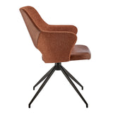 Darcie Armchair in Dark Brown Leatherette, Orange Fabric and Black Base - Set of 1
