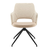 Darcie Armchair in Ivory Leatherette and Fabric with Black Base - Set of 1