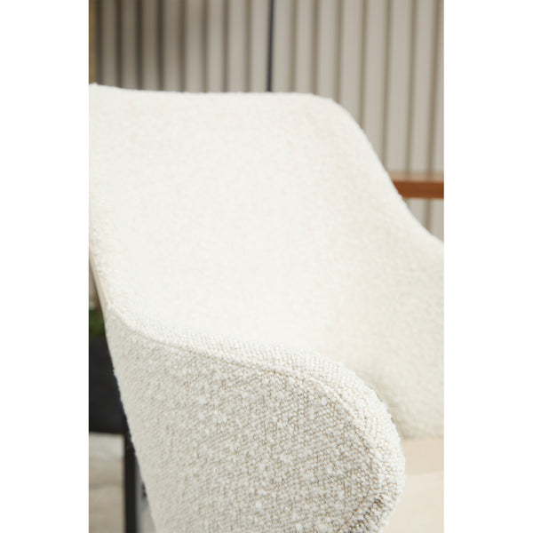 Darcie Armchair in Ivory Leatherette and Fabric with Black Base - Set of 1